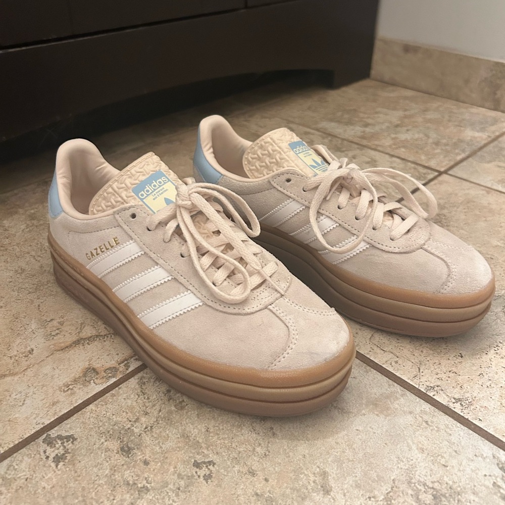adidas Gazelle Sneakers in Cream and Blue